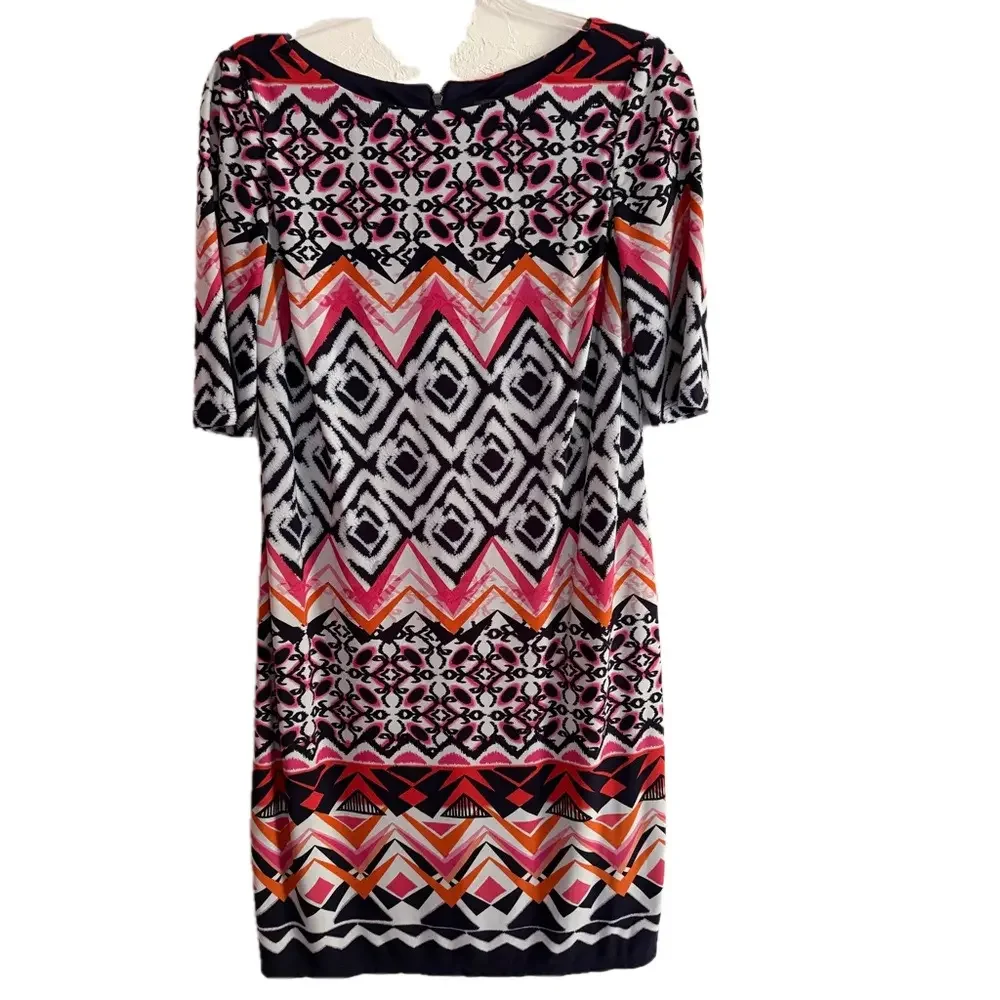 Vince Camuto Navy Geometric Print Dress Size 10